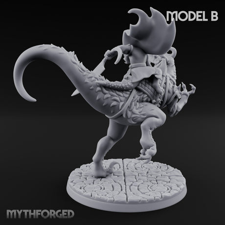 Raptor Riding Kobold Beast Rider B Miniature for Dungeons and Dragons, Pathfinder or other TTRPGs
