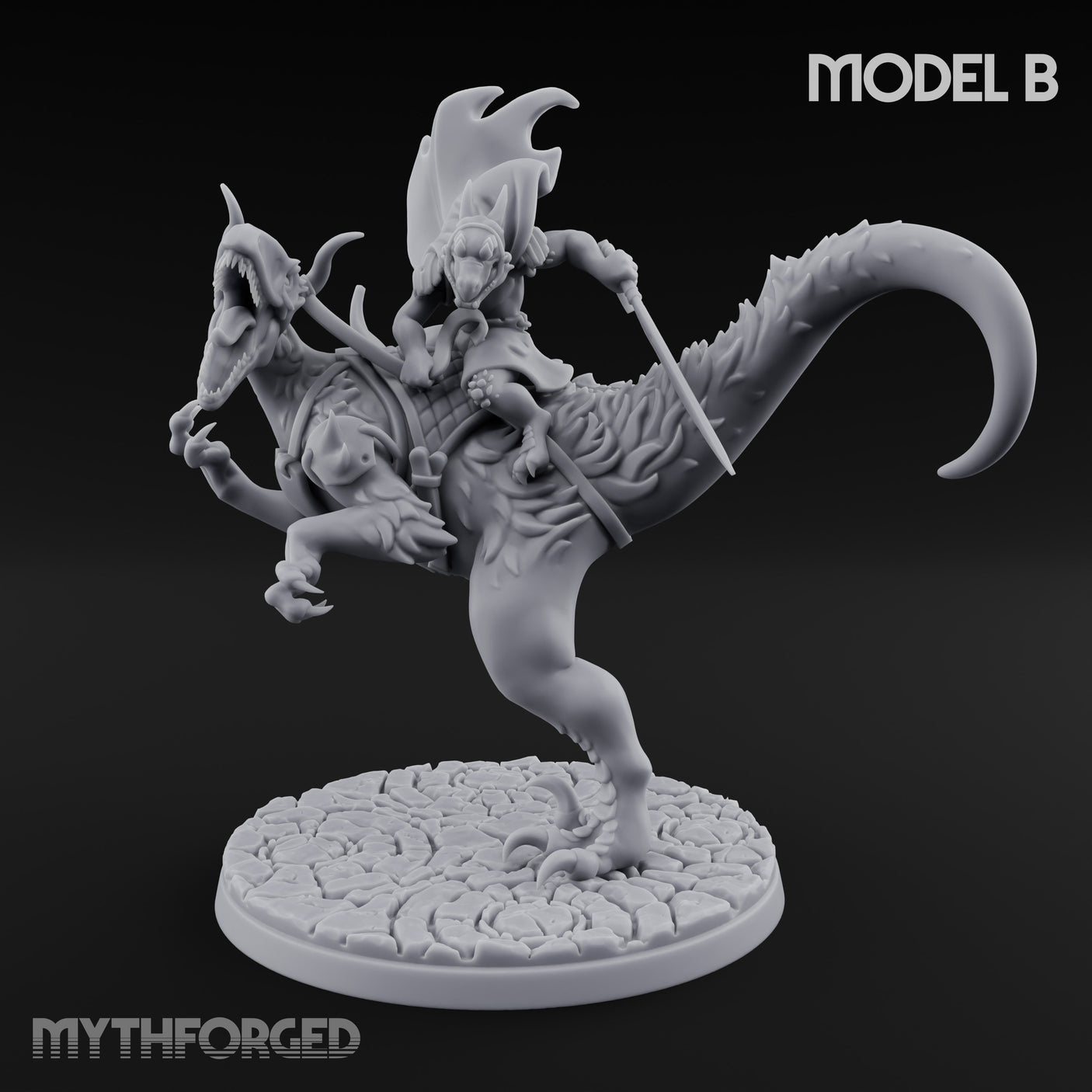 Raptor Riding Kobold Beast Rider B Miniature for Dungeons and Dragons, Pathfinder or other TTRPGs