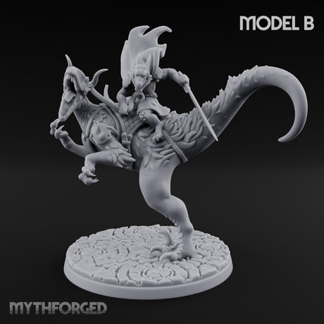 Raptor Riding Kobold Beast Rider B Miniature for Dungeons and Dragons, Pathfinder or other TTRPGs