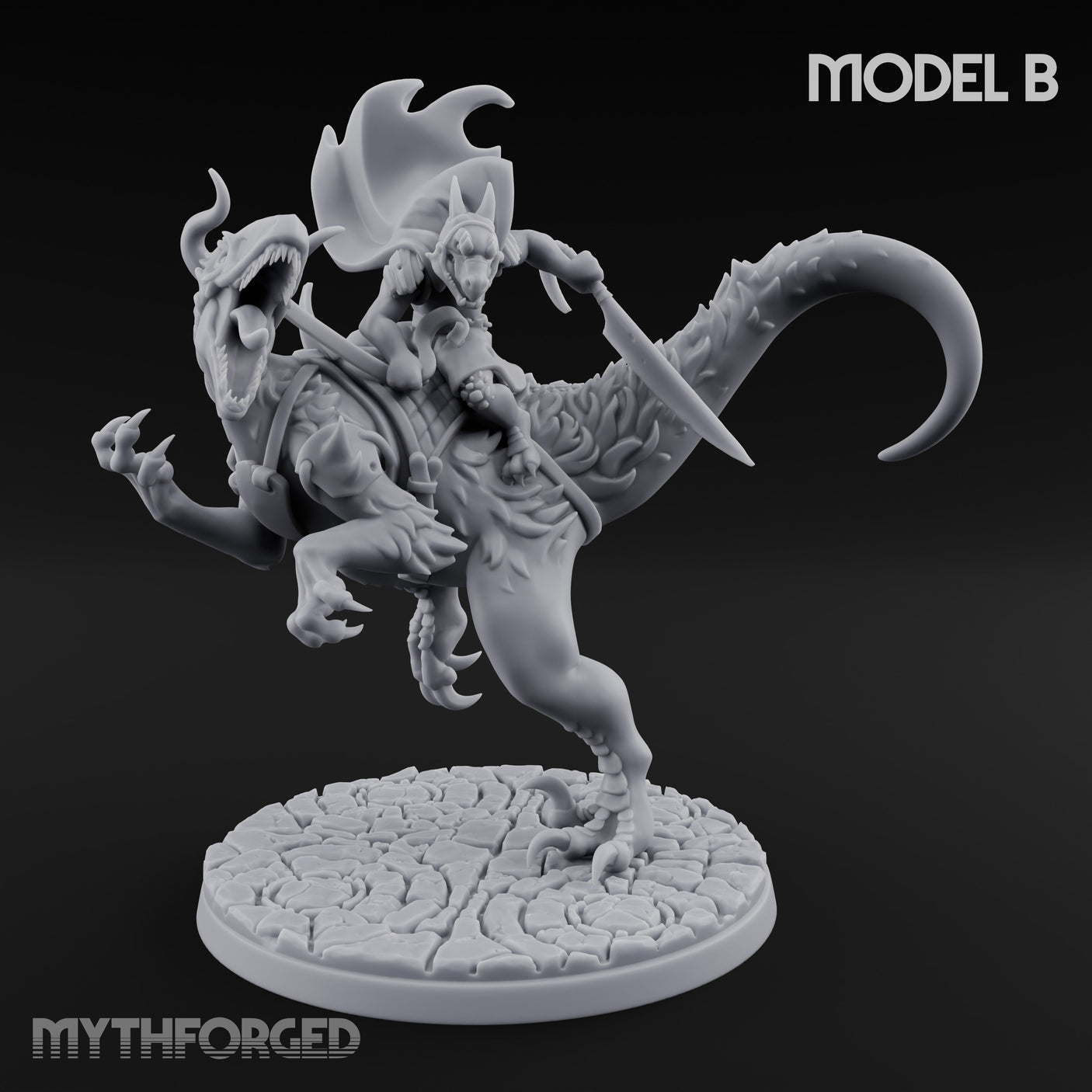 Raptor Riding Kobold Beast Rider B Miniature for Dungeons and Dragons, Pathfinder or other TTRPGs