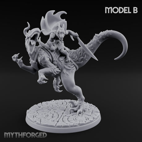 Raptor Riding Kobold Beast Rider B Miniature for Dungeons and Dragons, Pathfinder or other TTRPGs
