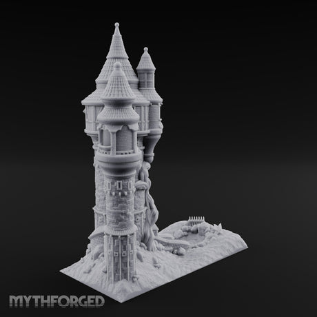 Hair-Wrapped Twin-Spired Tower Miniature for Dungeons and Dragons, Pathfinder or other TTRPGs