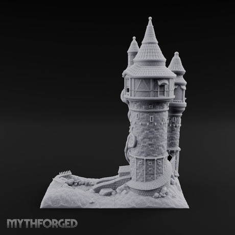 Hair-Wrapped Twin-Spired Tower Miniature for Dungeons and Dragons, Pathfinder or other TTRPGs