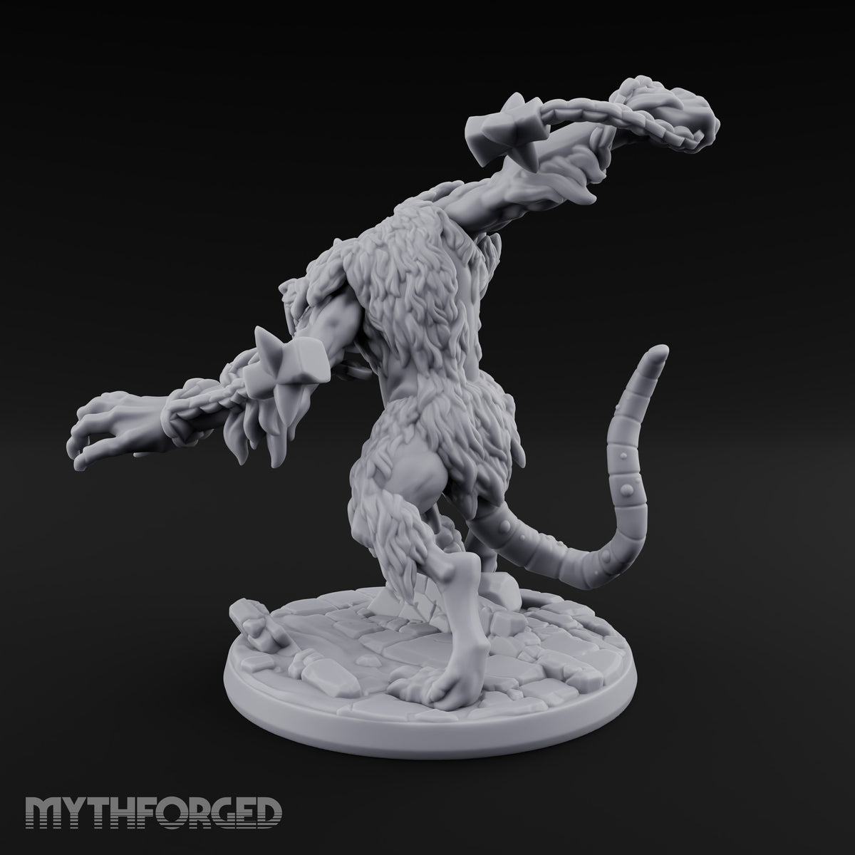 Muzzled, Chained and Lunging Wererat Monster