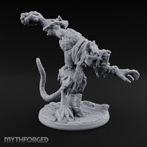 Muzzled, Chained and Lunging Wererat Monster