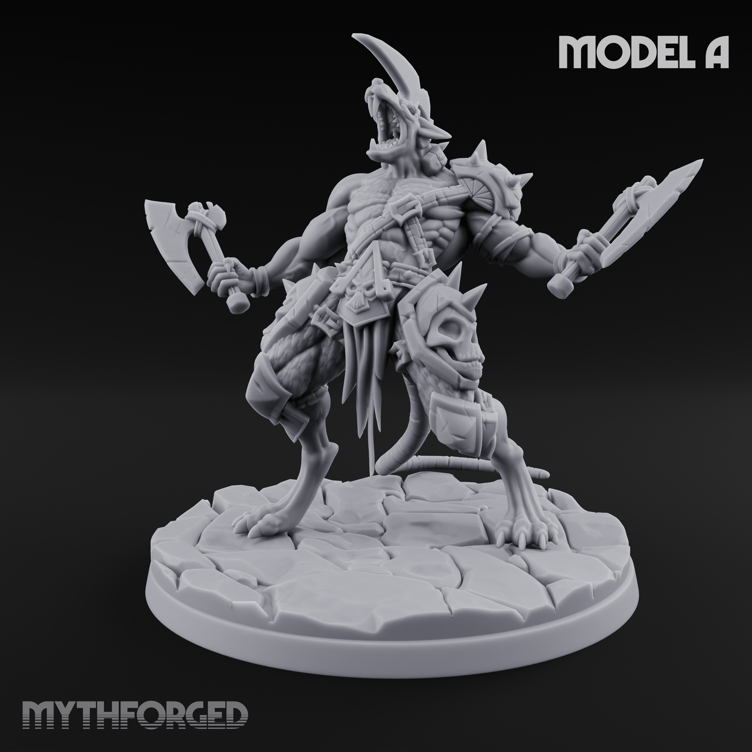 Weapons Spread Wide Screeching Ratfolk Miniature for Dungeons and Dragons, Pathfinder or other TTRPGs