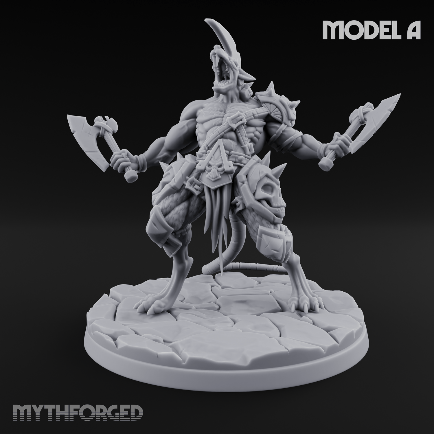 Weapons Spread Wide Screeching Ratfolk A Miniature for Dungeons and Dragons, Pathfinder or other TTRPGs