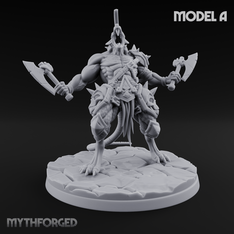 Weapons Spread Wide Screeching Ratfolk Miniature for Dungeons and Dragons, Pathfinder or other TTRPGs
