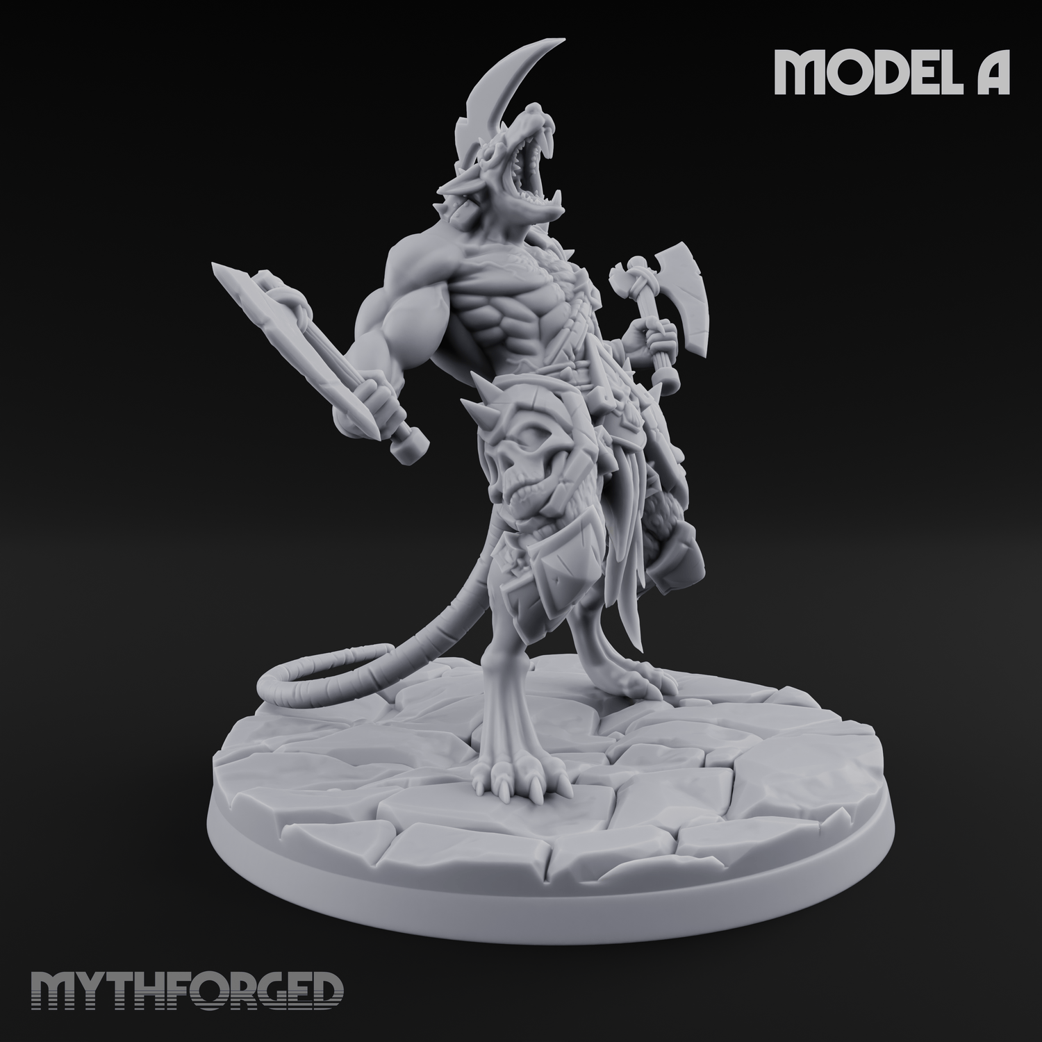Weapons Spread Wide Screeching Ratfolk A Miniature for Dungeons and Dragons, Pathfinder or other TTRPGs