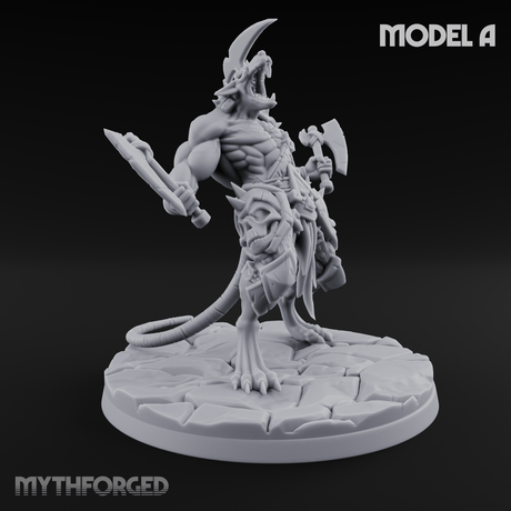 Weapons Spread Wide Screeching Ratfolk A Miniature for Dungeons and Dragons, Pathfinder or other TTRPGs
