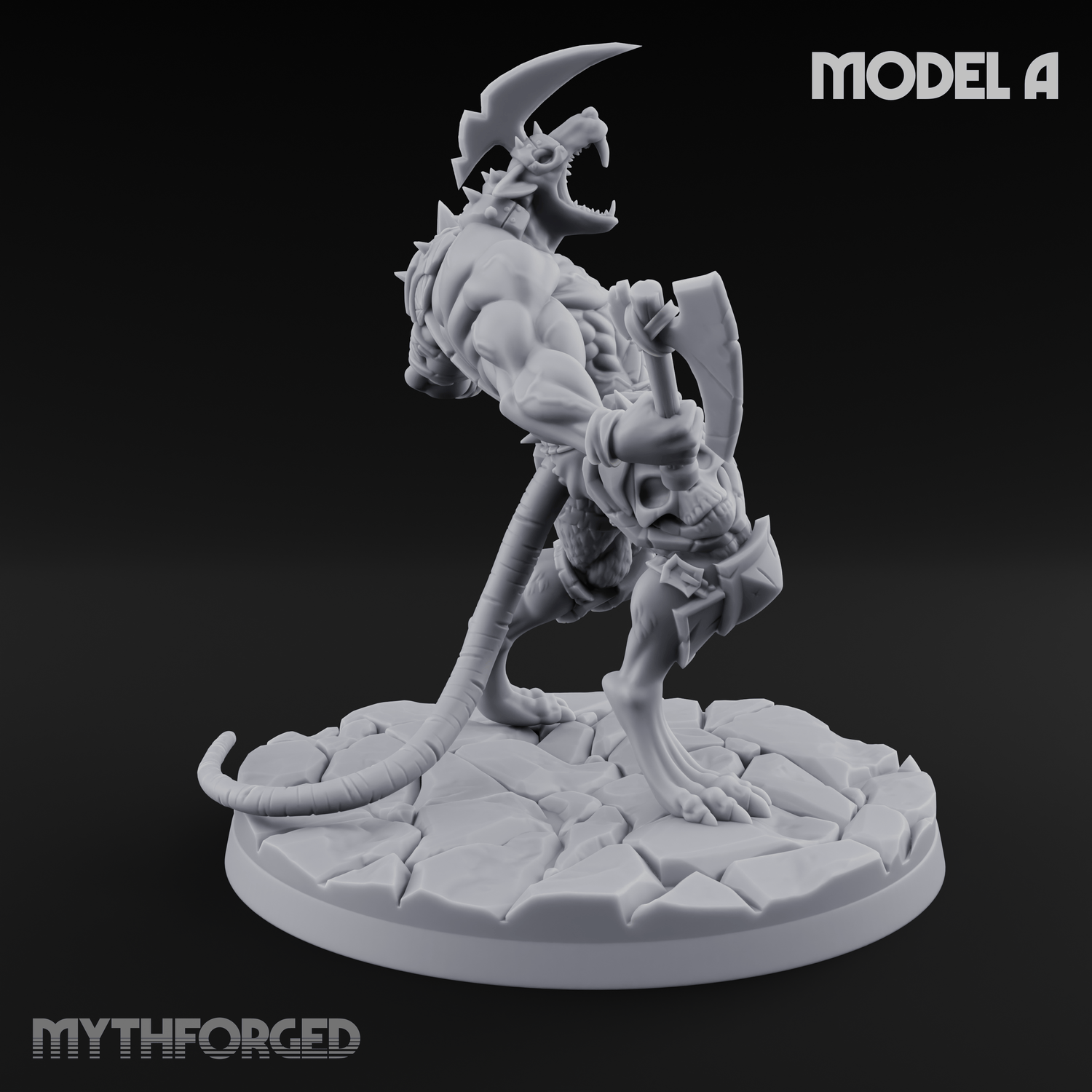 Weapons Spread Wide Screeching Ratfolk A Miniature for Dungeons and Dragons, Pathfinder or other TTRPGs
