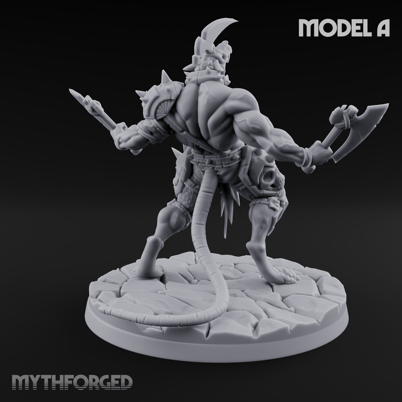 Weapons Spread Wide Screeching Ratfolk A Miniature for Dungeons and Dragons, Pathfinder or other TTRPGs