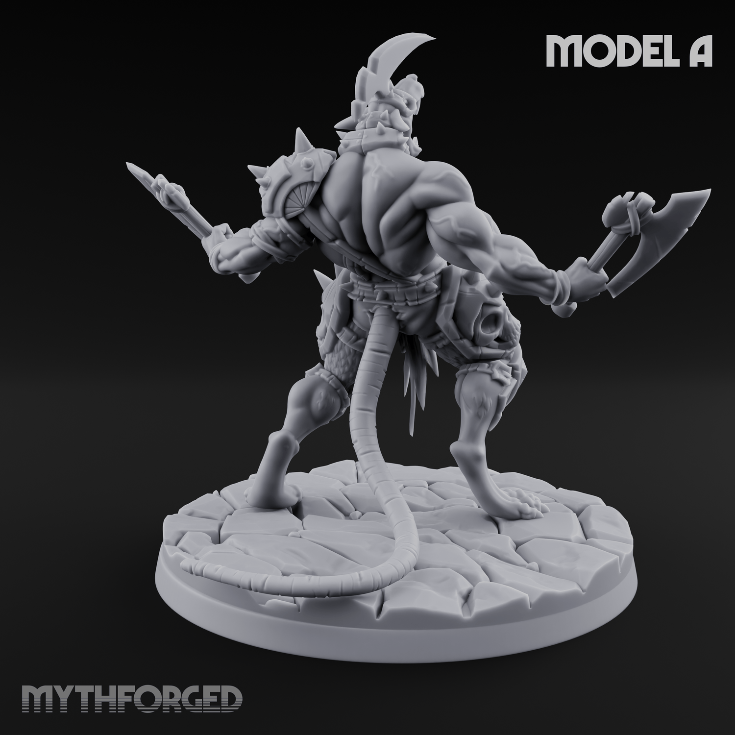 Weapons Spread Wide Screeching Ratfolk A Miniature for Dungeons and Dragons, Pathfinder or other TTRPGs