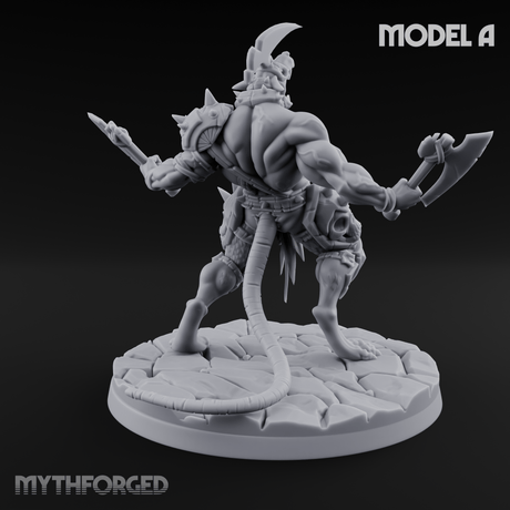 Weapons Spread Wide Screeching Ratfolk A Miniature for Dungeons and Dragons, Pathfinder or other TTRPGs