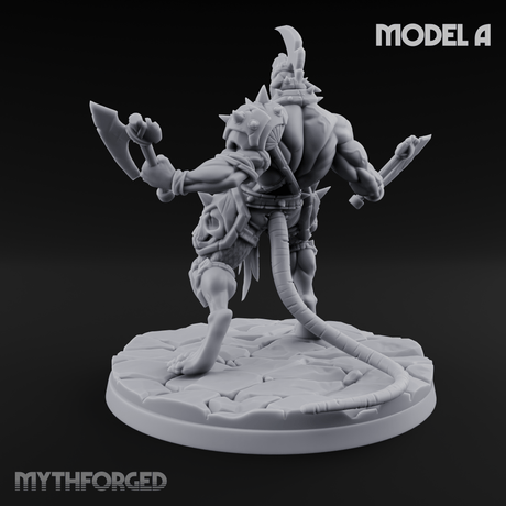 Weapons Spread Wide Screeching Ratfolk A Miniature for Dungeons and Dragons, Pathfinder or other TTRPGs