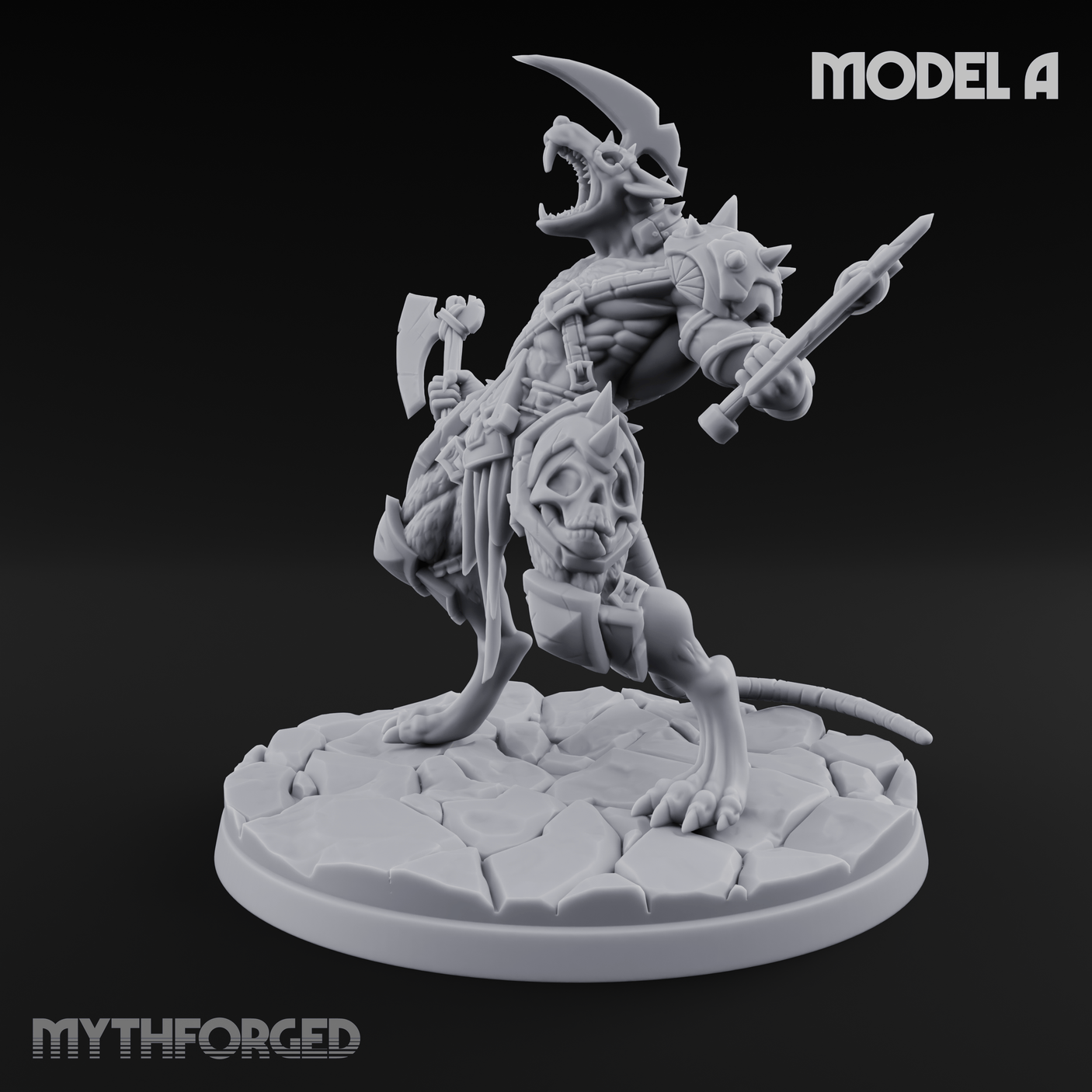 Weapons Spread Wide Screeching Ratfolk A Miniature for Dungeons and Dragons, Pathfinder or other TTRPGs