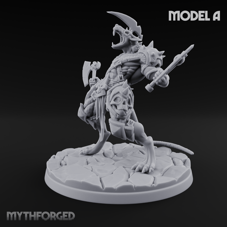 Weapons Spread Wide Screeching Ratfolk A Miniature for Dungeons and Dragons, Pathfinder or other TTRPGs