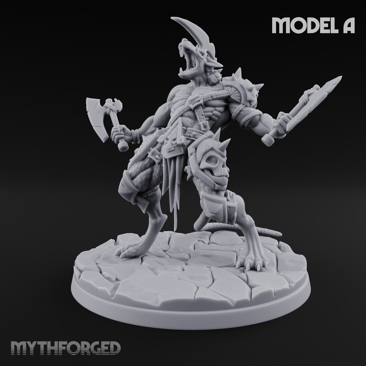 Weapons Spread Wide Screeching Ratfolk A Miniature for Dungeons and Dragons, Pathfinder or other TTRPGs