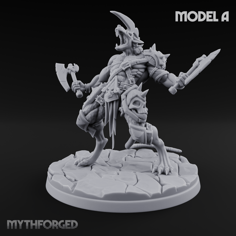 Weapons Spread Wide Screeching Ratfolk A Miniature for Dungeons and Dragons, Pathfinder or other TTRPGs