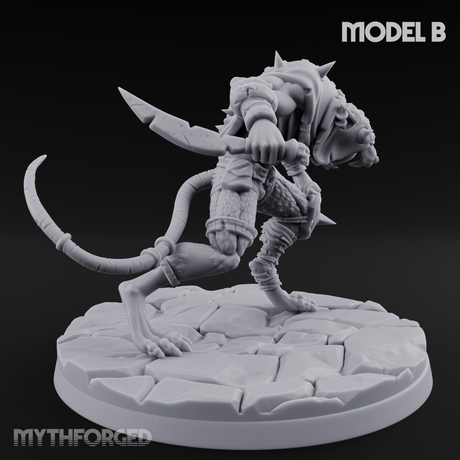 Weapons Spread Wide Screeching Ratfolk B Miniature for Dungeons and Dragons, Pathfinder or other TTRPGs