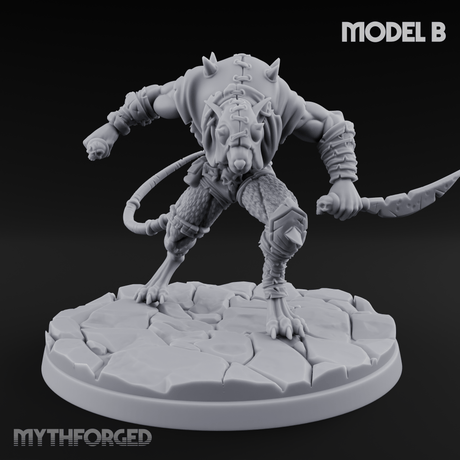 Weapons Spread Wide Screeching Ratfolk B Miniature for Dungeons and Dragons, Pathfinder or other TTRPGs