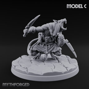 Weapons Spread Wide Screeching Ratfolk C Miniature for Dungeons and Dragons, Pathfinder or other TTRPGs