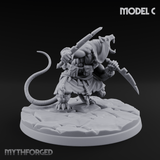 Weapons Spread Wide Screeching Ratfolk Miniature for Dungeons and Dragons, Pathfinder or other TTRPGs