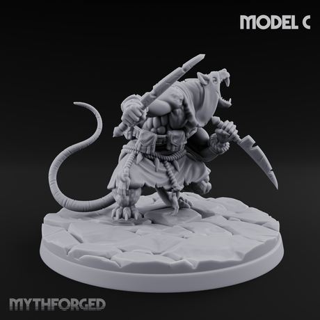 Weapons Spread Wide Screeching Ratfolk C Miniature for Dungeons and Dragons, Pathfinder or other TTRPGs