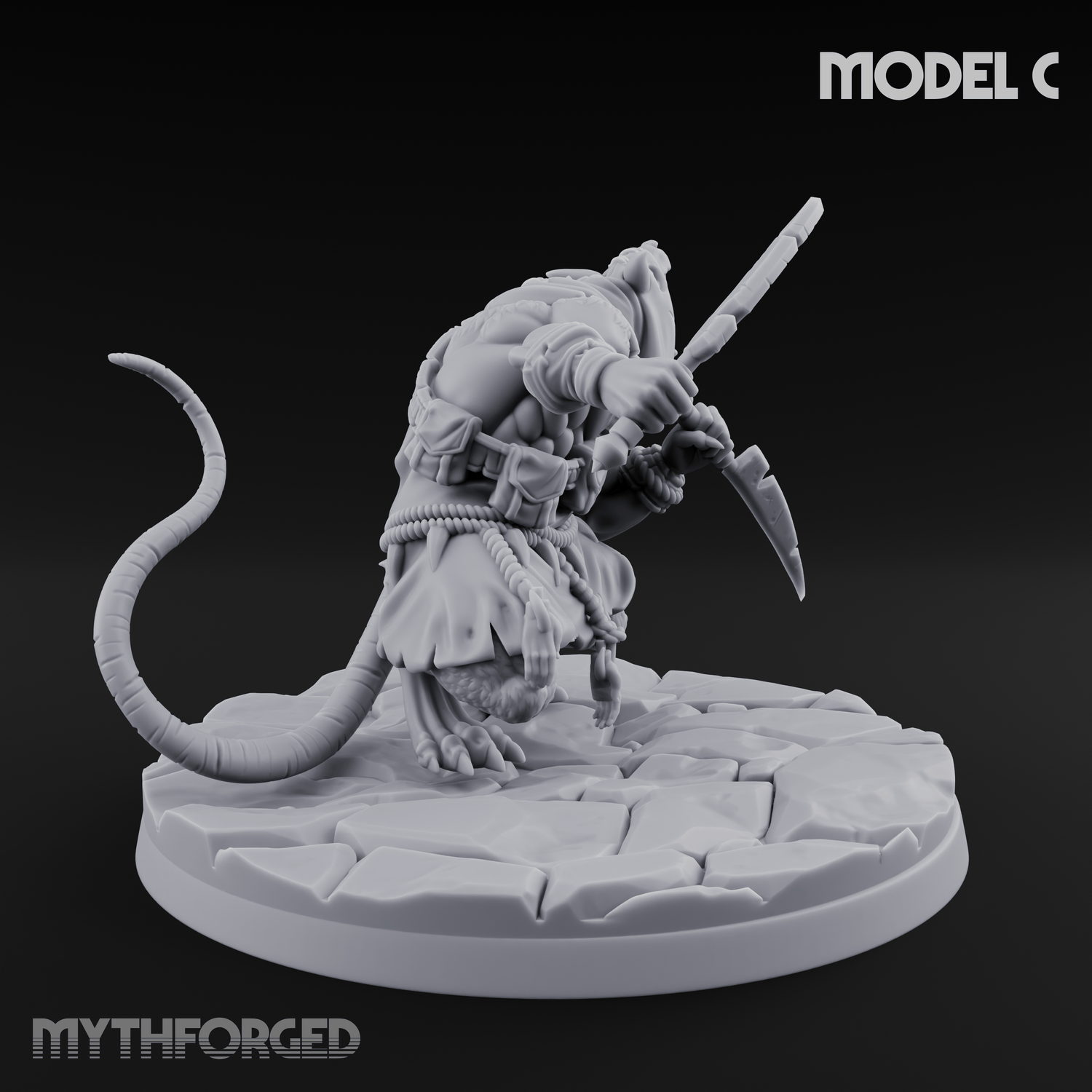 Weapons Spread Wide Screeching Ratfolk C Miniature for Dungeons and Dragons, Pathfinder or other TTRPGs