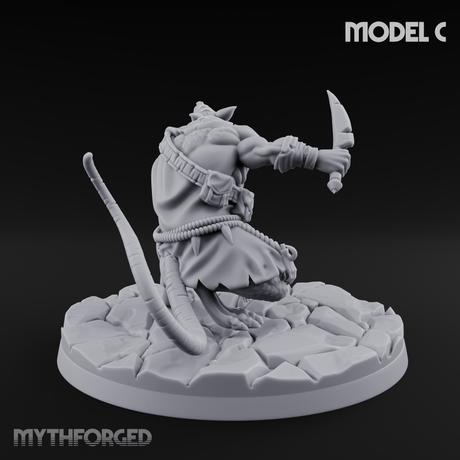 Weapons Spread Wide Screeching Ratfolk C Miniature for Dungeons and Dragons, Pathfinder or other TTRPGs