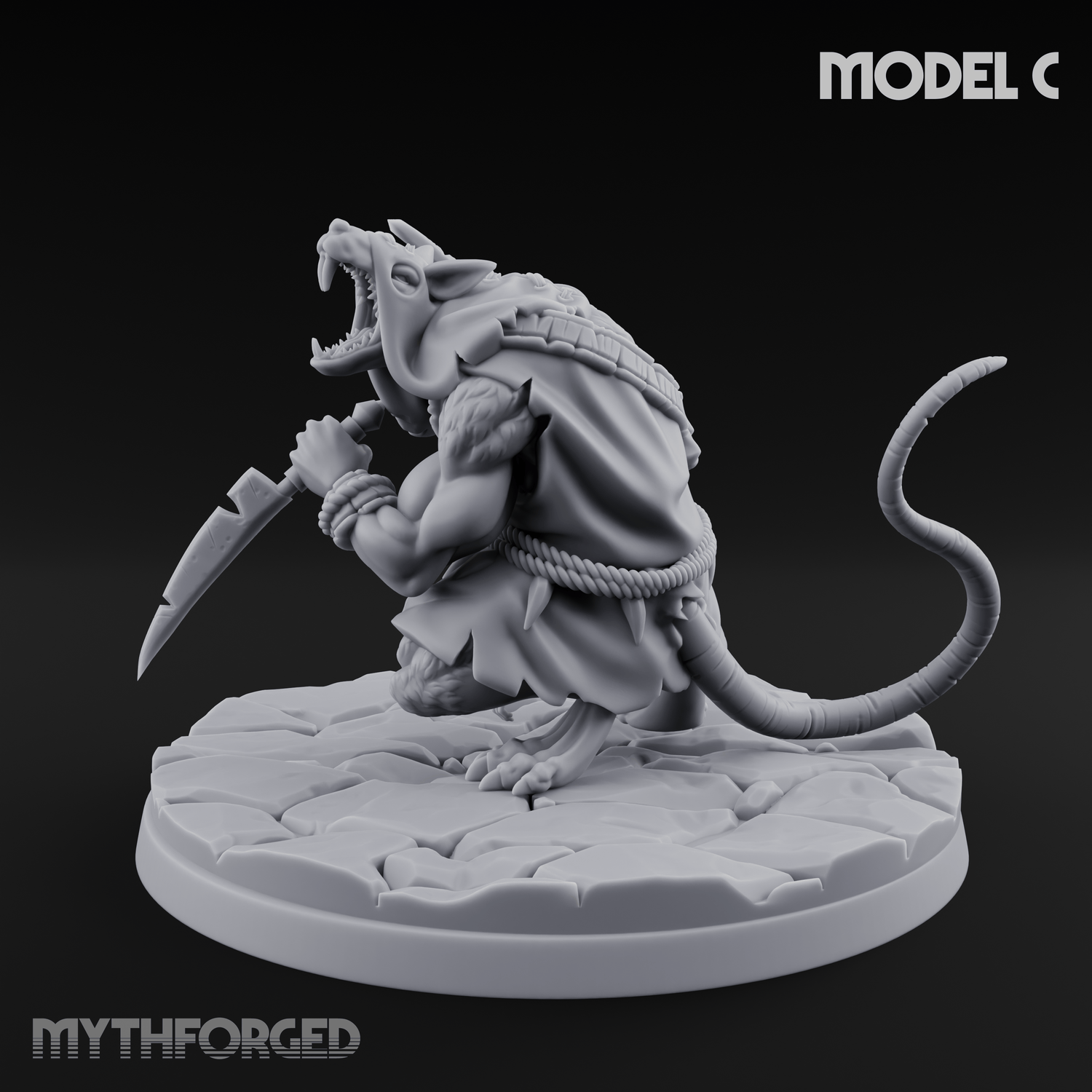 Weapons Spread Wide Screeching Ratfolk C Miniature for Dungeons and Dragons, Pathfinder or other TTRPGs