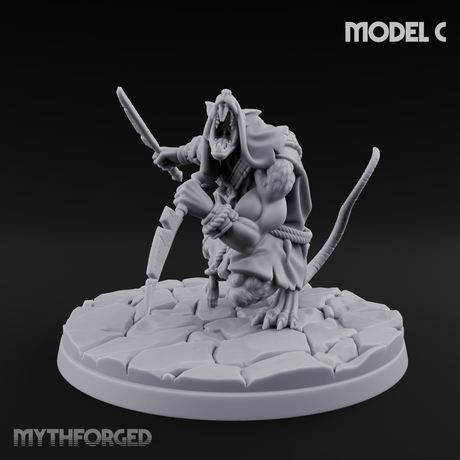Weapons Spread Wide Screeching Ratfolk C Miniature for Dungeons and Dragons, Pathfinder or other TTRPGs