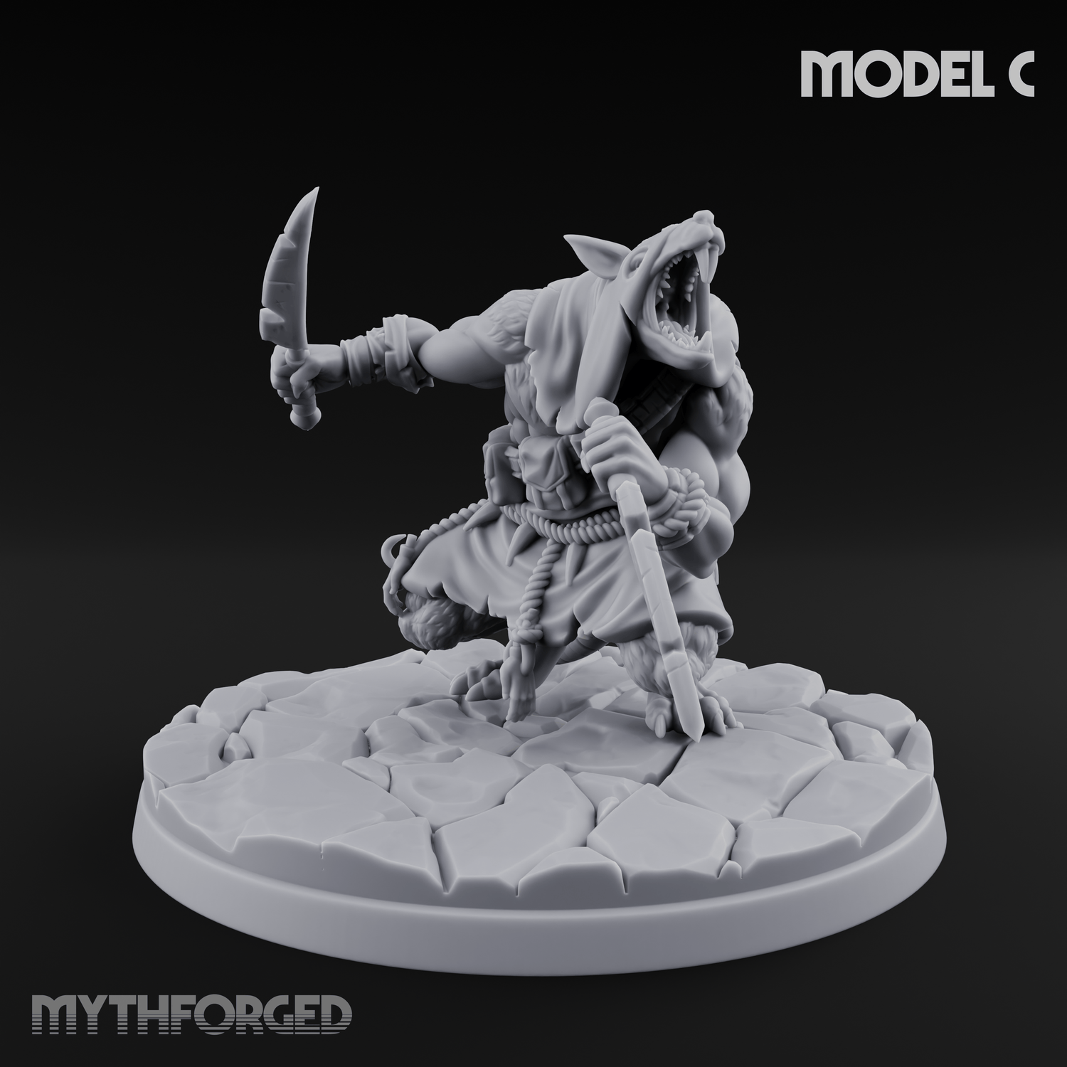 Weapons Spread Wide Screeching Ratfolk C Miniature for Dungeons and Dragons, Pathfinder or other TTRPGs