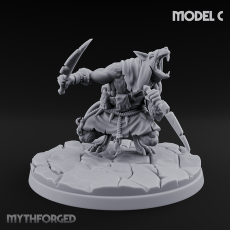 Weapons Spread Wide Screeching Ratfolk C Miniature for Dungeons and Dragons, Pathfinder or other TTRPGs