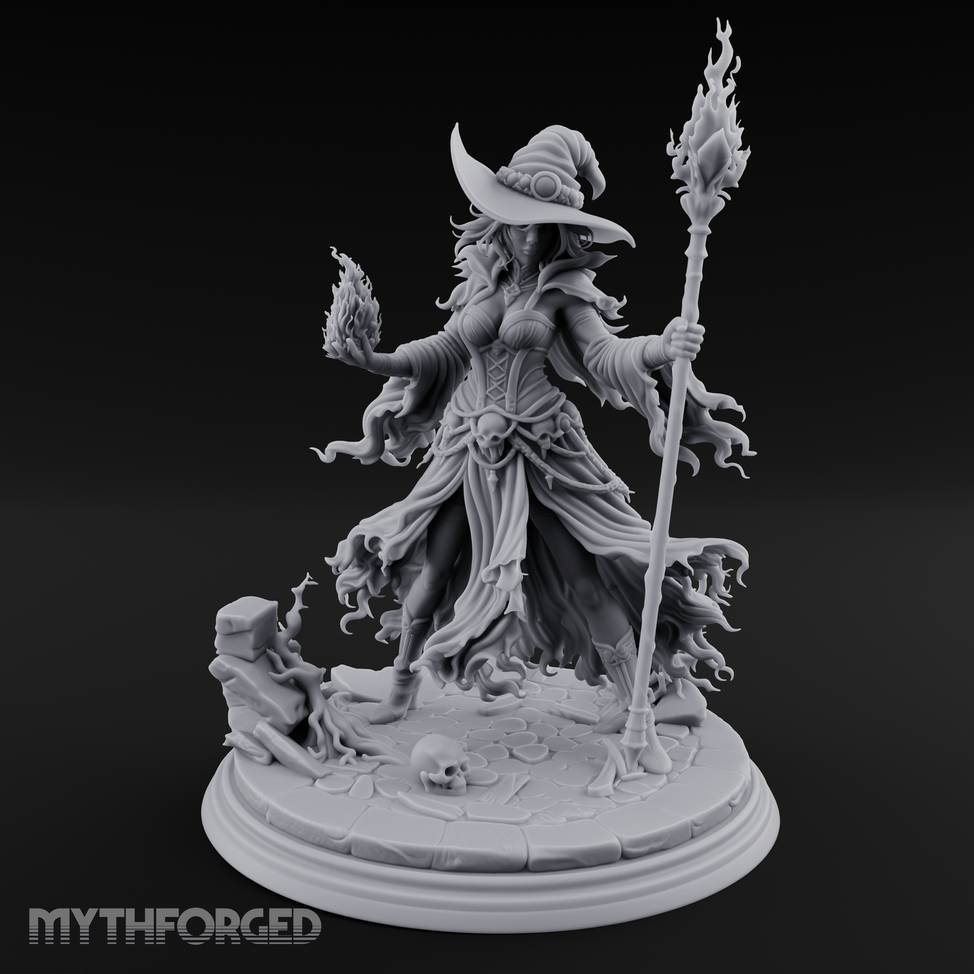 Flames Dancing From Her Fingertips Sorceress Miniature for Dungeons and Dragons, Pathfinder or other TTRPGs