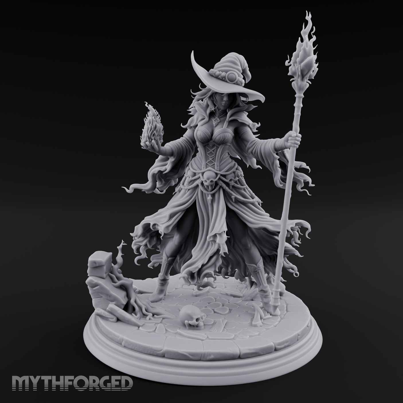 Flames Dancing From Her Fingertips Sorceress Miniature for Dungeons and Dragons, Pathfinder or other TTRPGs