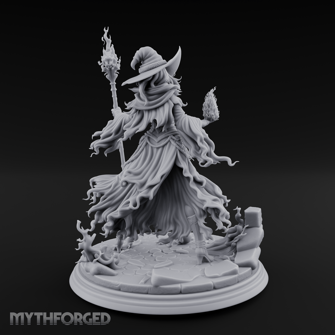 Flames Dancing From Her Fingertips Sorceress Miniature for Dungeons and Dragons, Pathfinder or other TTRPGs