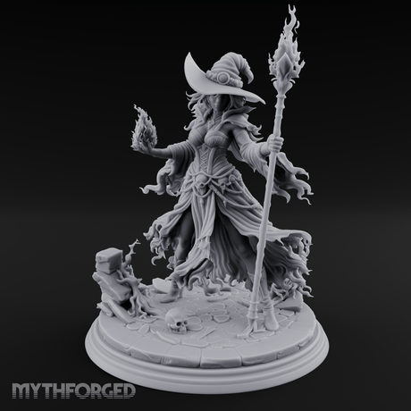 Flames Dancing From Her Fingertips Sorceress Miniature for Dungeons and Dragons, Pathfinder or other TTRPGs