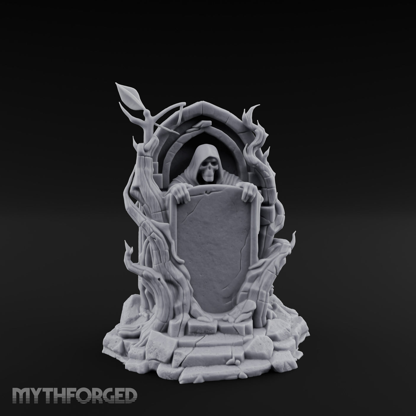 Reaper-Risen Branch-Clawed Grim Reaper Gravestone Miniature for Dungeons and Dragons, Pathfinder or other TTRPGs