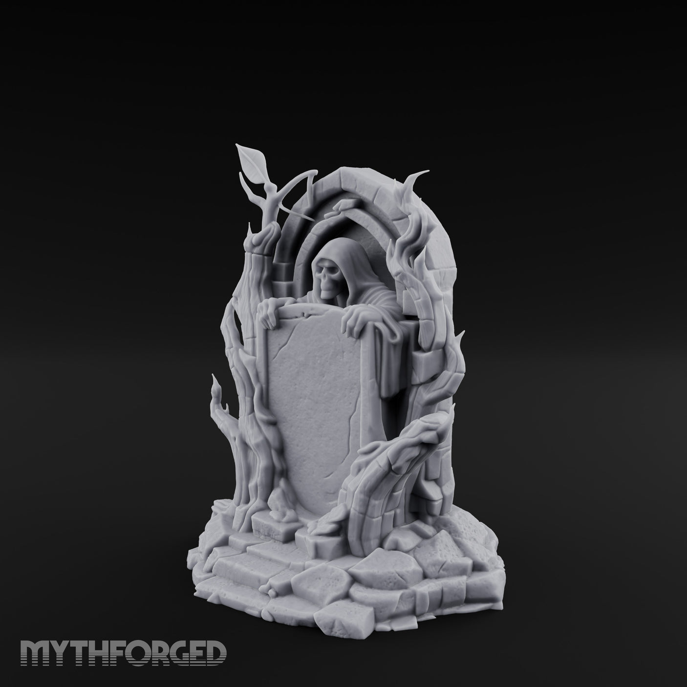 Reaper-Risen Branch-Clawed Grim Reaper Gravestone Miniature for Dungeons and Dragons, Pathfinder or other TTRPGs