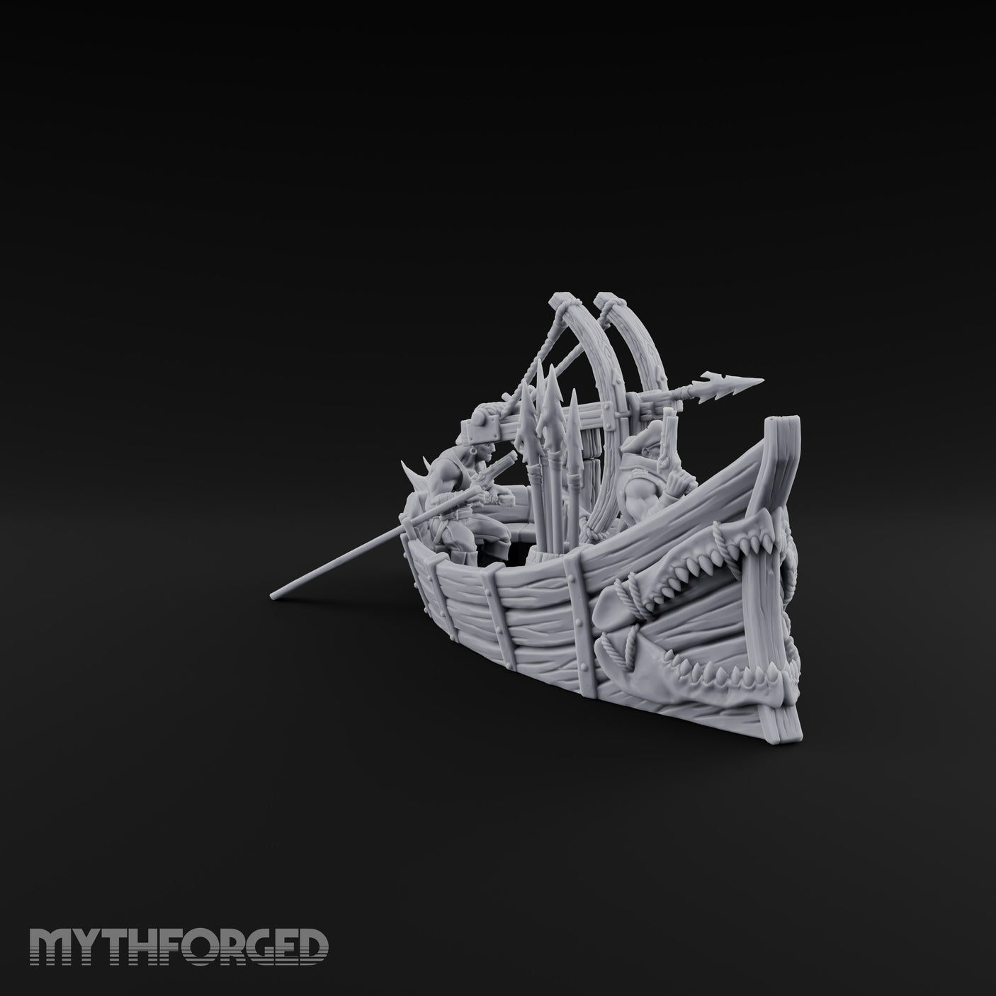 Ready the Harpoon Human Reaver Skiff Miniature for Dungeons and Dragons, Pathfinder or other TTRPGs