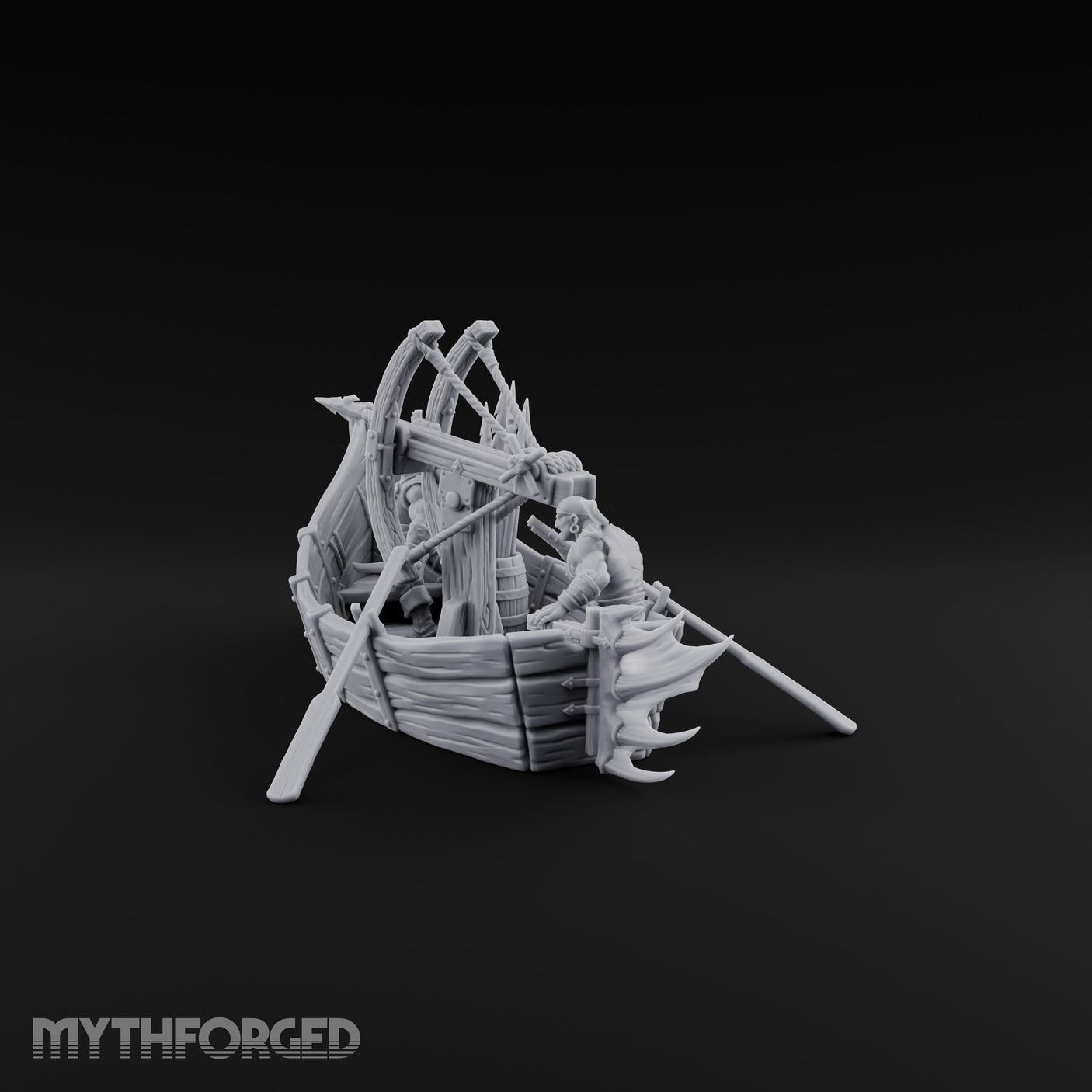 Ready the Harpoon Human Reaver Skiff Miniature for Dungeons and Dragons, Pathfinder or other TTRPGs