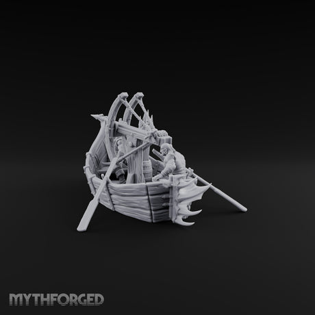 Ready the Harpoon Human Reaver Skiff Miniature for Dungeons and Dragons, Pathfinder or other TTRPGs