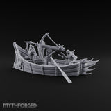 Ready the Harpoon Human Reaver Skiff Miniature for Dungeons and Dragons, Pathfinder or other TTRPGs