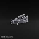 Broadside Under Oar Human Reaver Skiff Miniature for Dungeons and Dragons, Pathfinder or other TTRPGs
