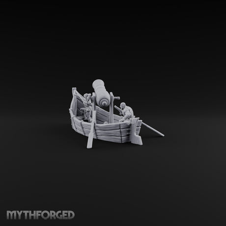 Broadside Under Oar Human Reaver Skiff Miniature for Dungeons and Dragons, Pathfinder or other TTRPGs