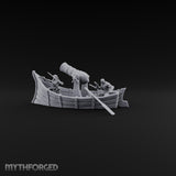 Broadside Under Oar Human Reaver Skiff Miniature for Dungeons and Dragons, Pathfinder or other TTRPGs