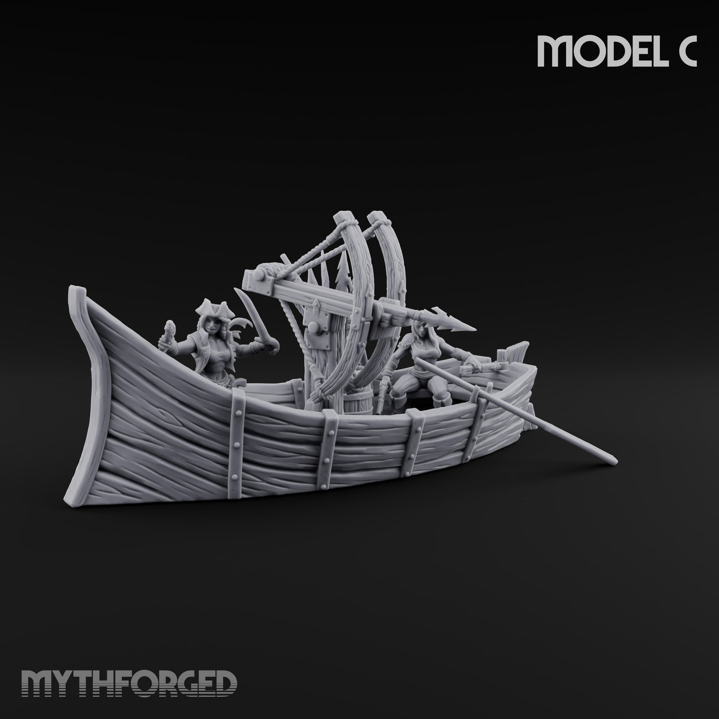 Broadside Ready Human Reaver Skiff Crews Miniature for Dungeons and Dragons, Pathfinder or other TTRPGs