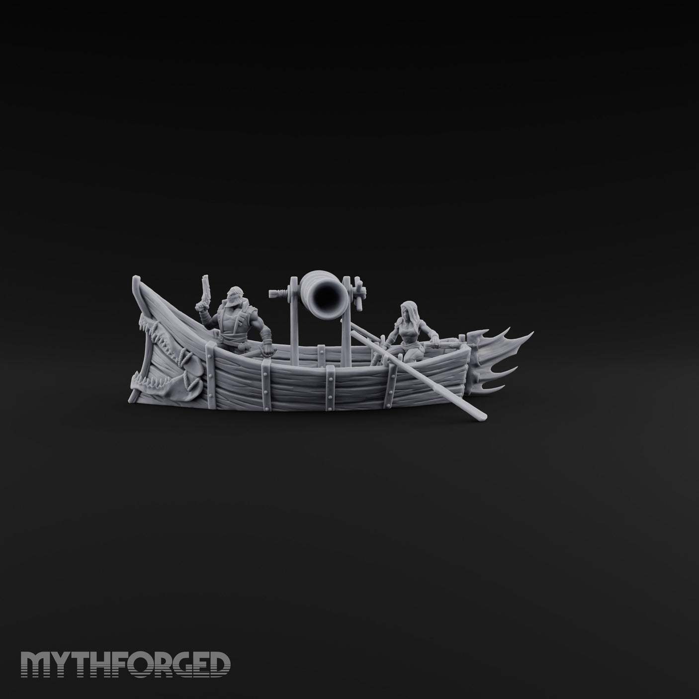 Broadside Ready Human Pirate Skiff Miniature for Dungeons and Dragons, Pathfinder or other TTRPGs
