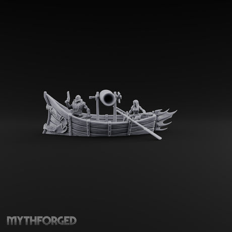 Broadside Ready Human Pirate Skiff Miniature for Dungeons and Dragons, Pathfinder or other TTRPGs